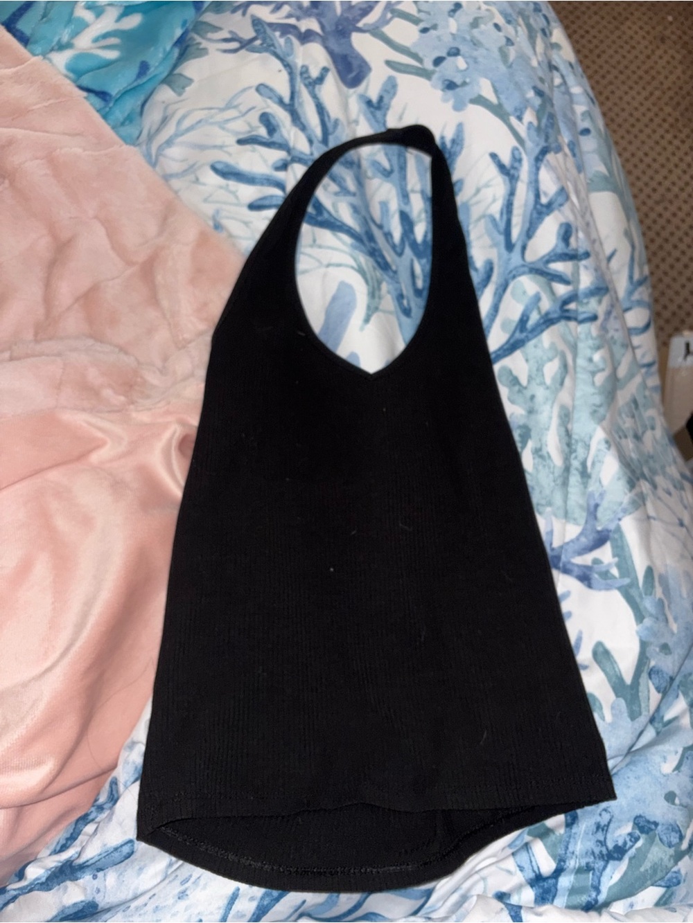 American Eagle Outfitters Black Ribbed Halter Tank Top